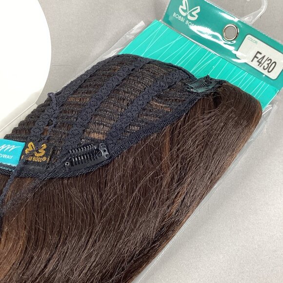 Hair Topper #F4/30 Brown 20” Straight Clip-In Crown Piece Weavelet Synthetic - Picture 4 of 5
